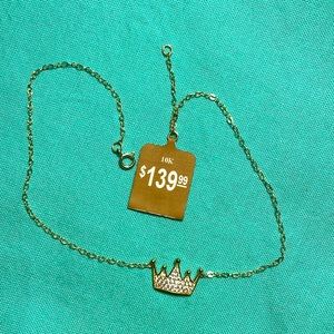 10k yellow gold anklet with cubic zirconia